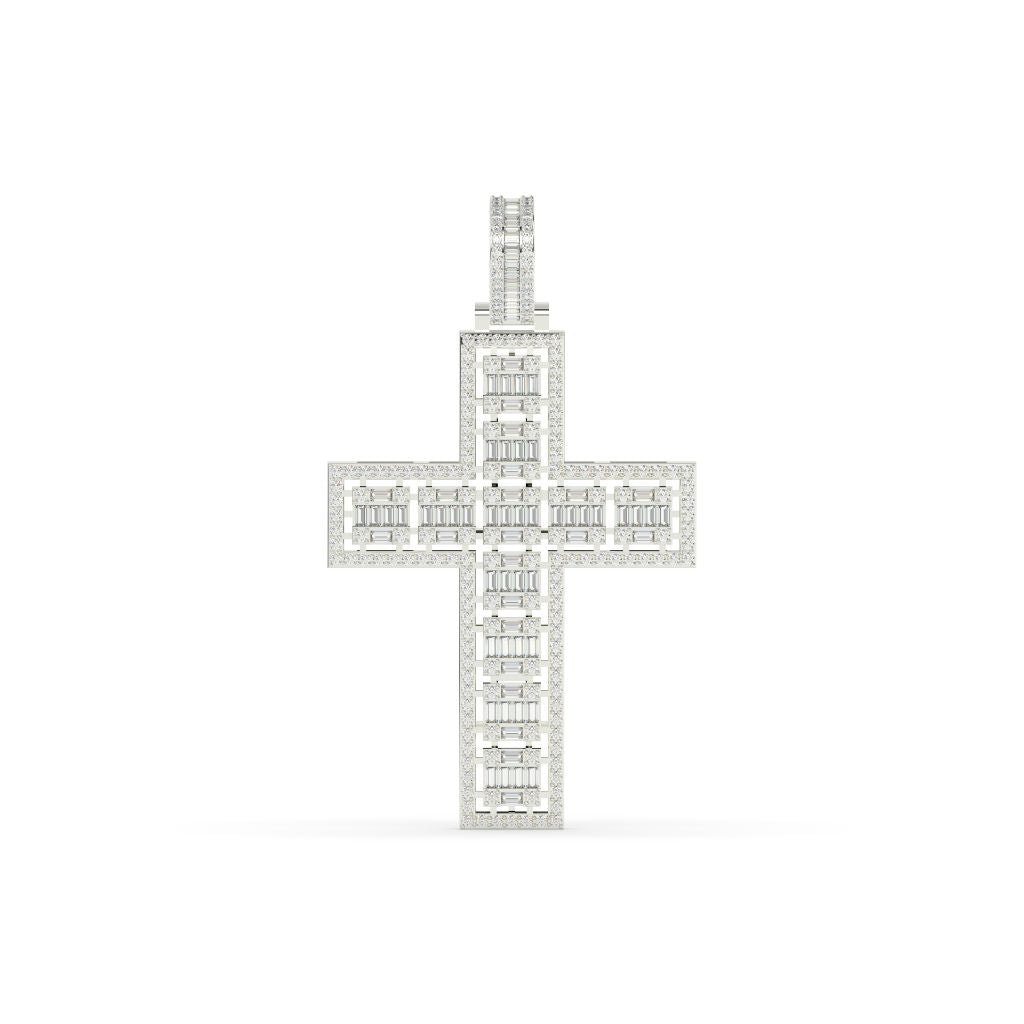 LUXURY BAGUETTE DIAMOND CROSS PENDANT