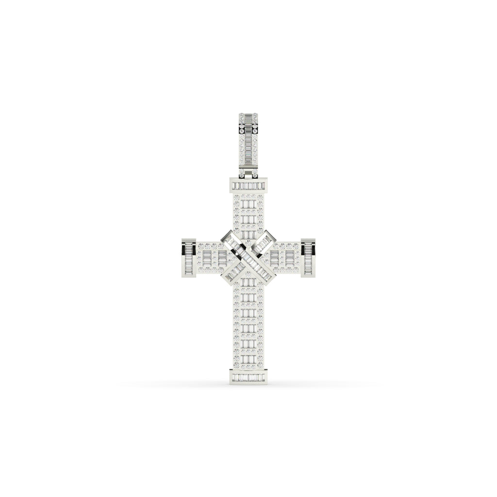 MULTI-TONE DIAMOND CROSS PENDANT