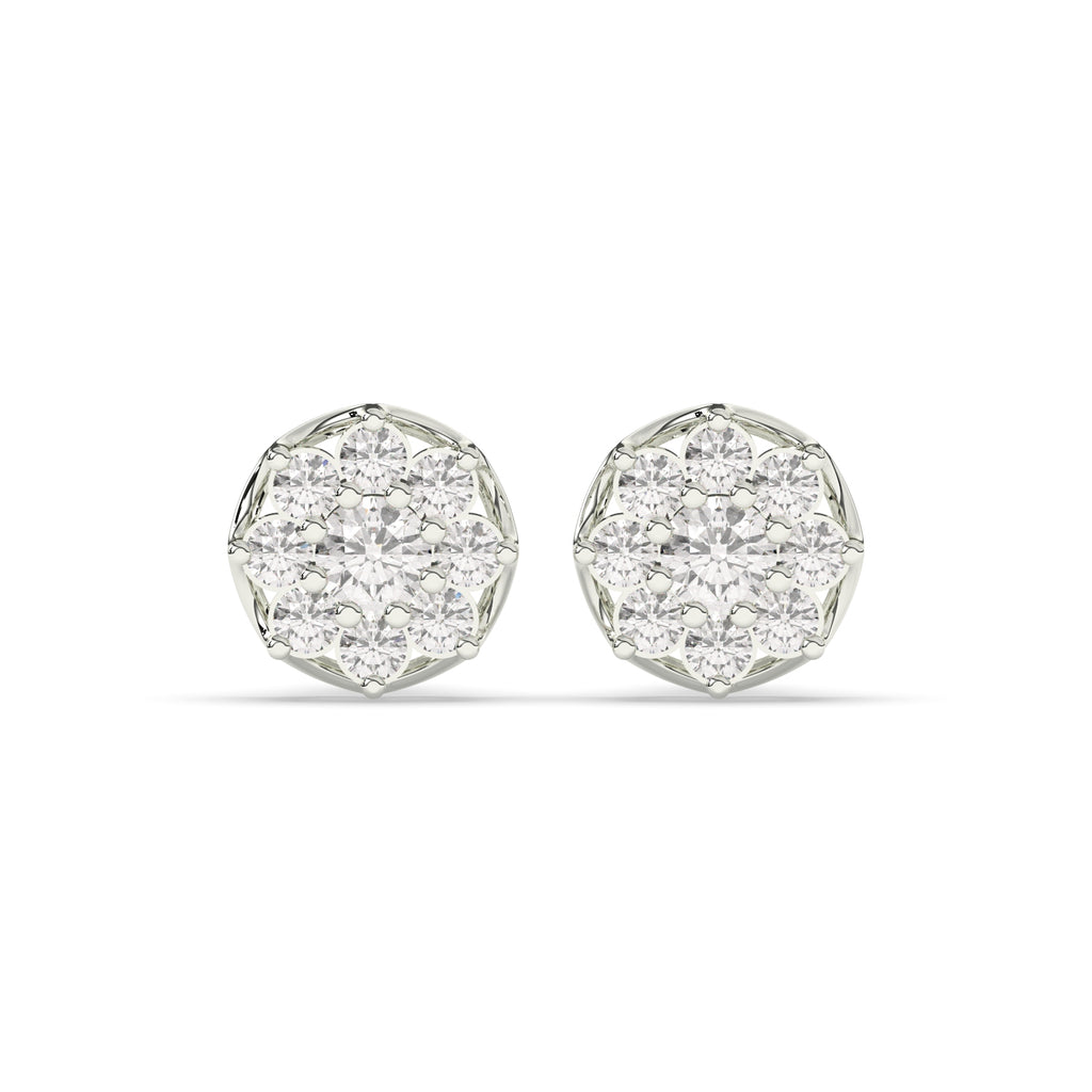 RADIANT FLOWER SHAPE DIAMOND STUDS