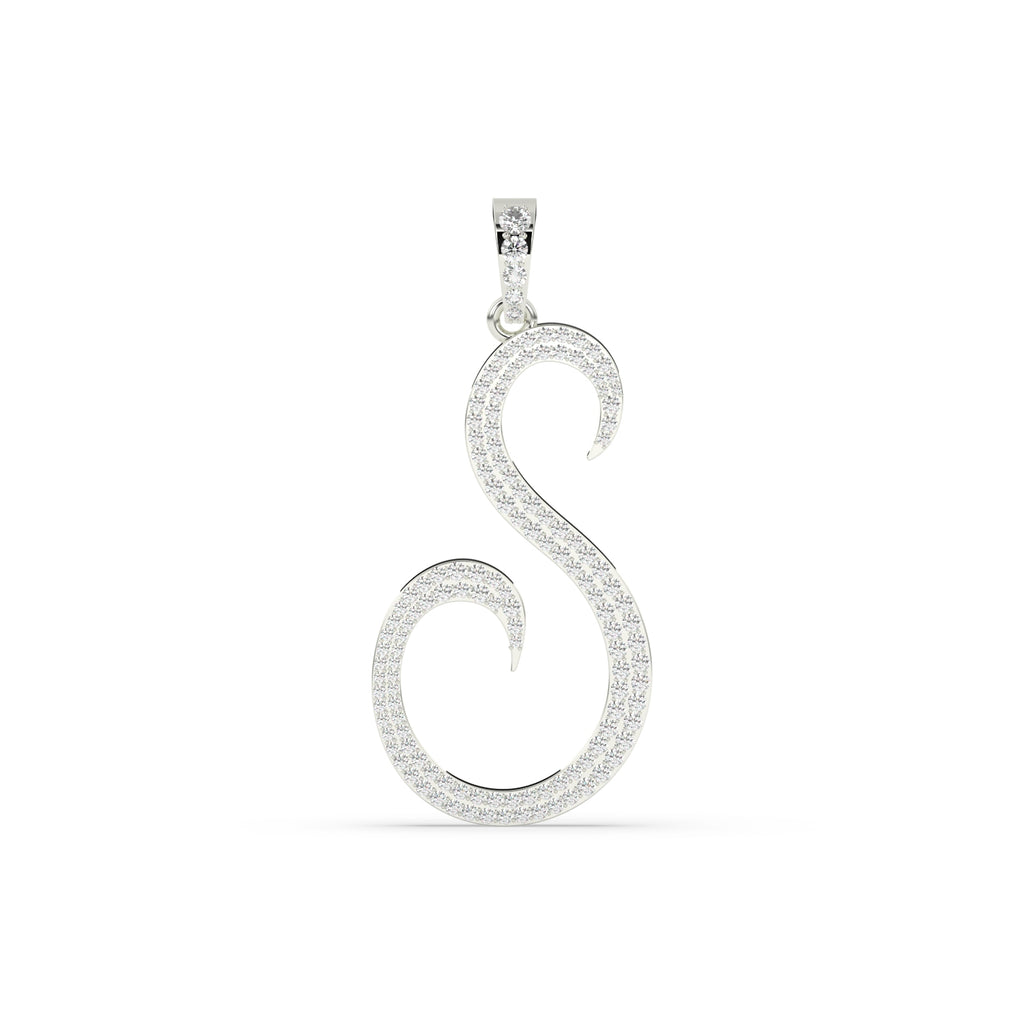 S ROUND DIAMOND ICED OUT INITIAL HIP HOP PENDANT