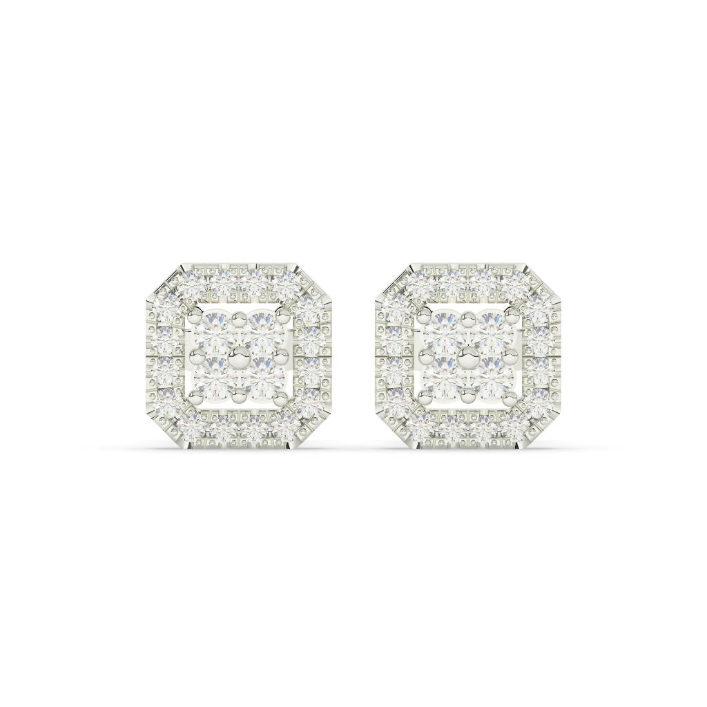 OCTAGONAL FRAME CLUSTER STUD EARRINGS