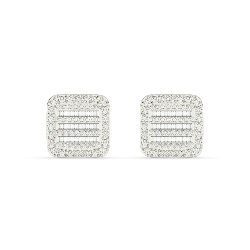 BAGUETTE SQUARE DIAMOND STUD EARRINGS
