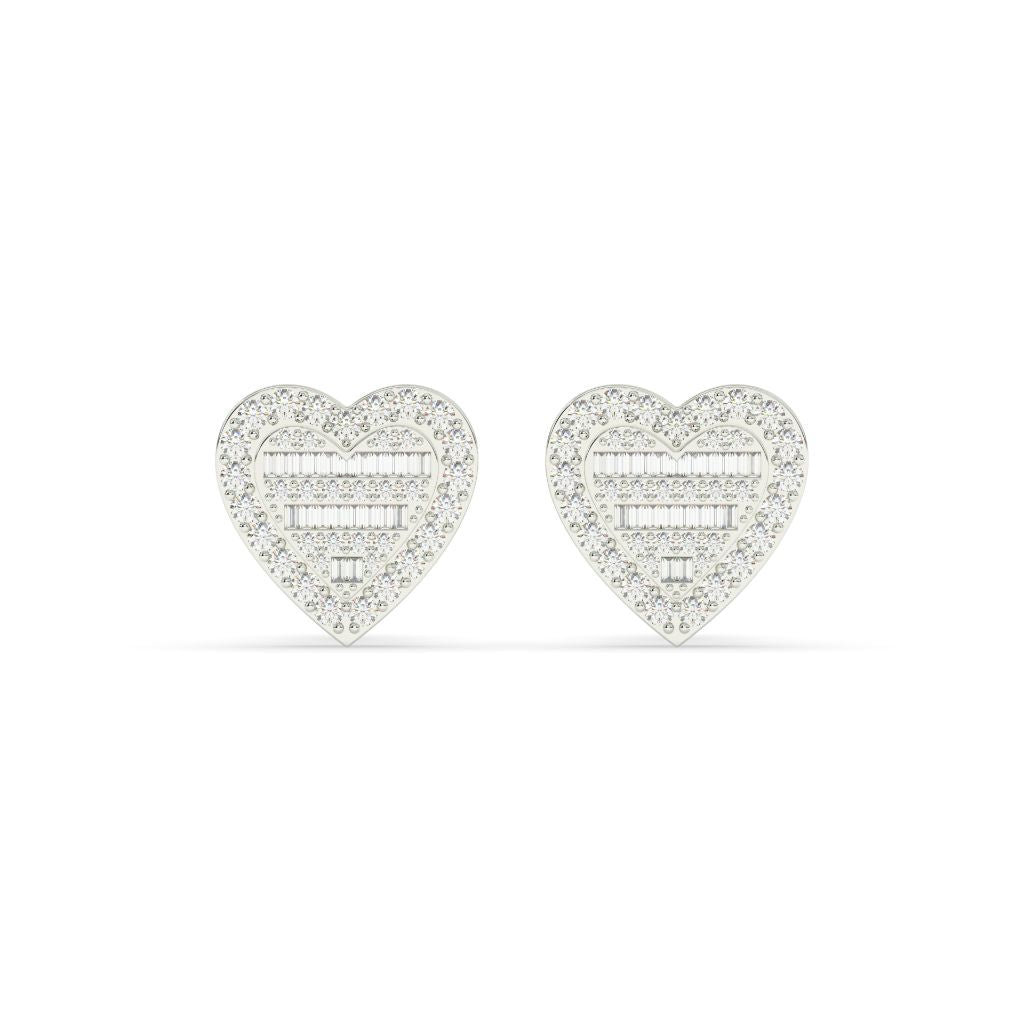 HEART SHAPE DIAMOND STUD EARRINGS