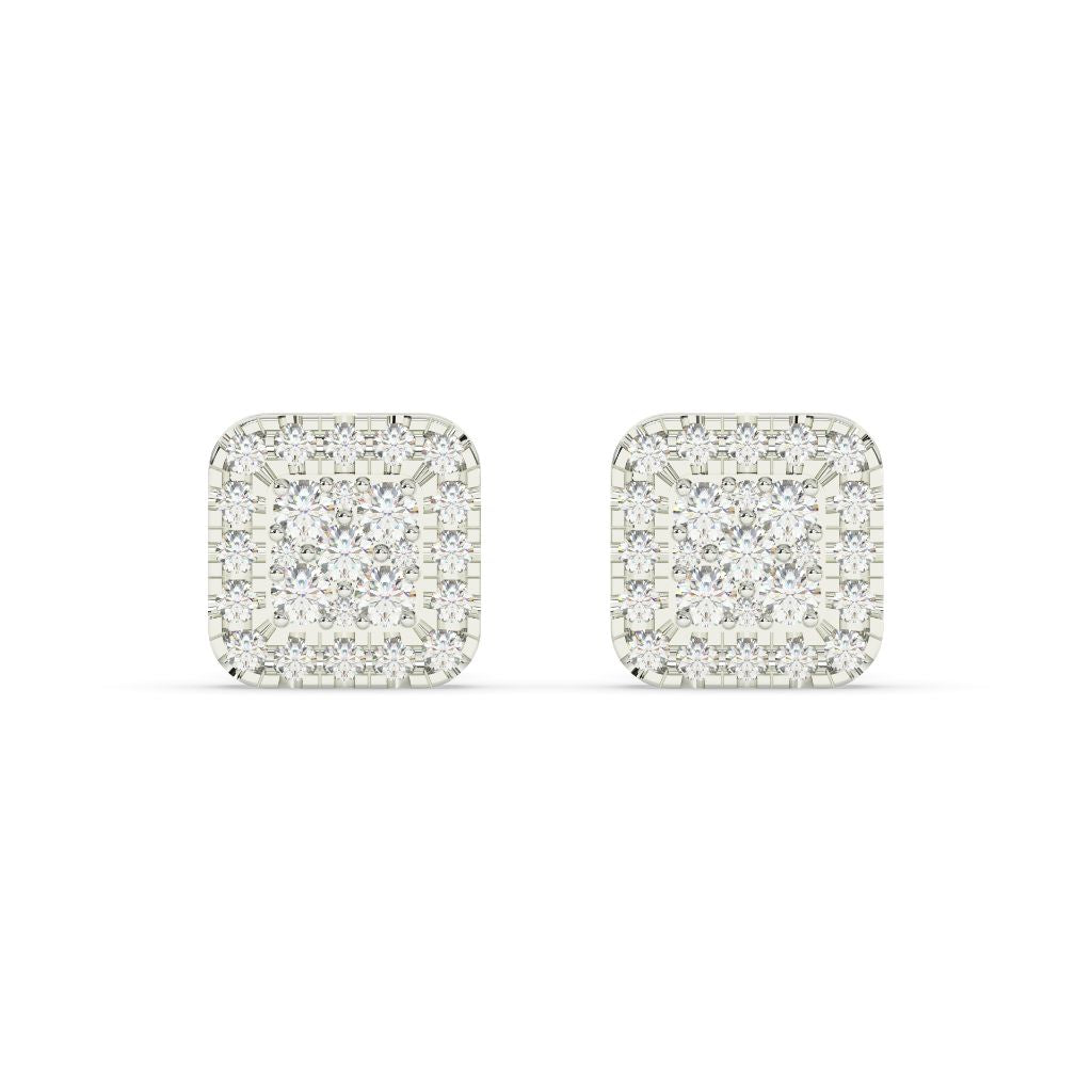 PRINCESS CUT CLUSTER STUD EARRINGS