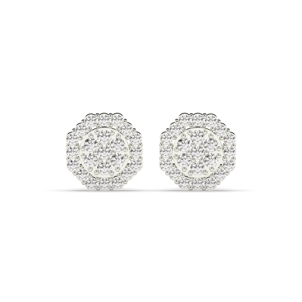 SCALLOPED HALO CLUSTER STUD EARRINGS