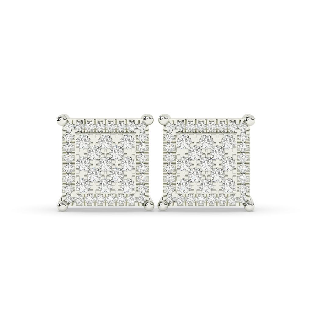 PRINCESS CUT SQUARE STUD EARRINGS