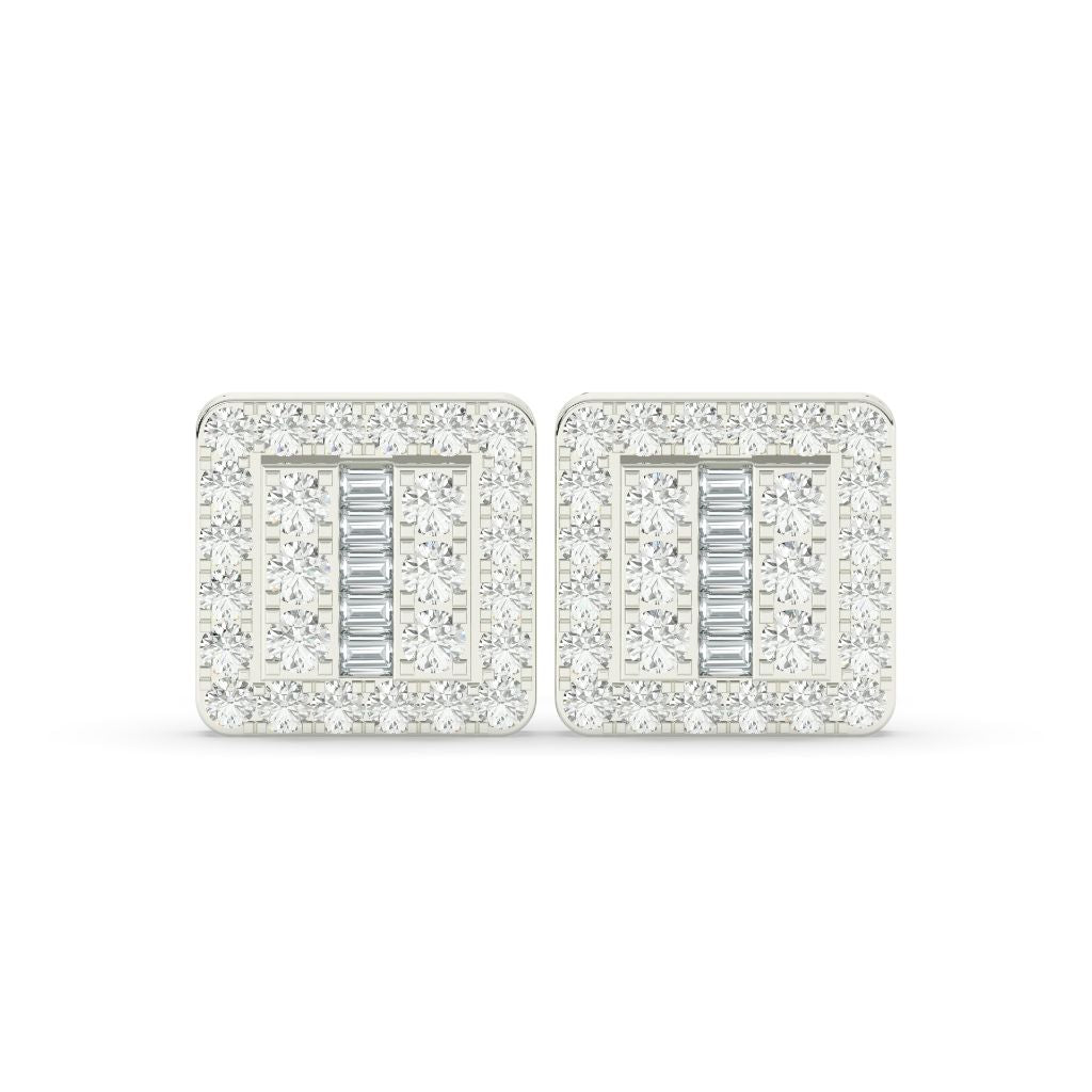 SQUARE BAGUETTE DIAMOND STUD EARRINGS