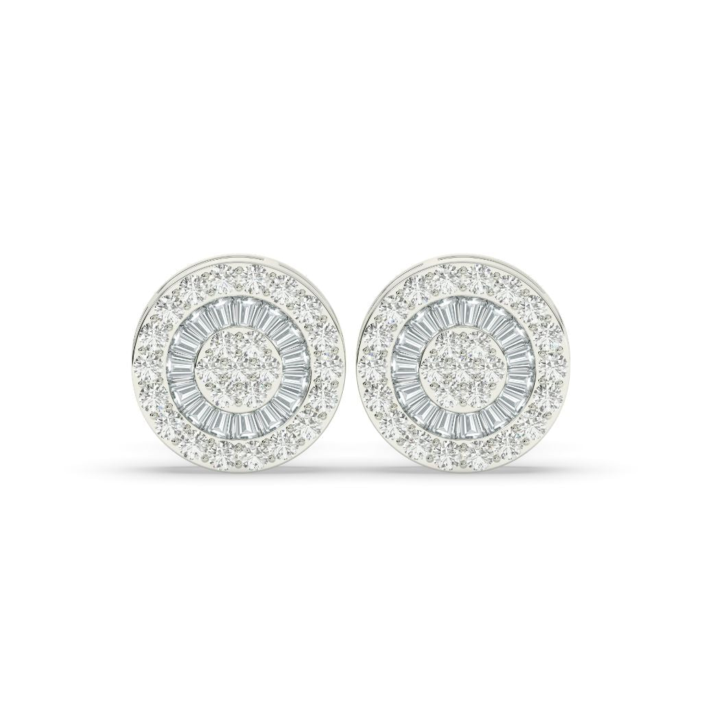 ROUND BAGUETTE HALO STUD EARRINGS