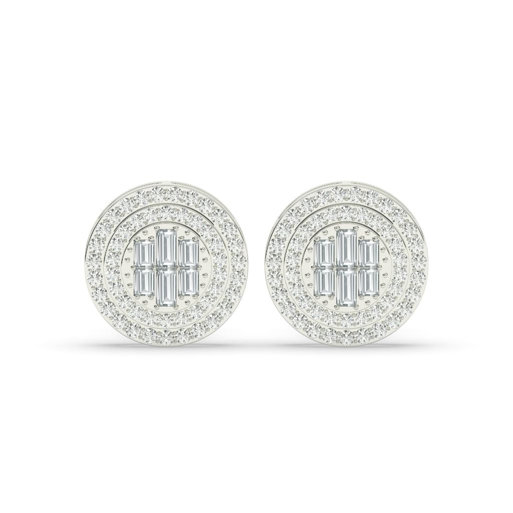 RADIANT ROUND BAGUETTE DIAMOND STUDS