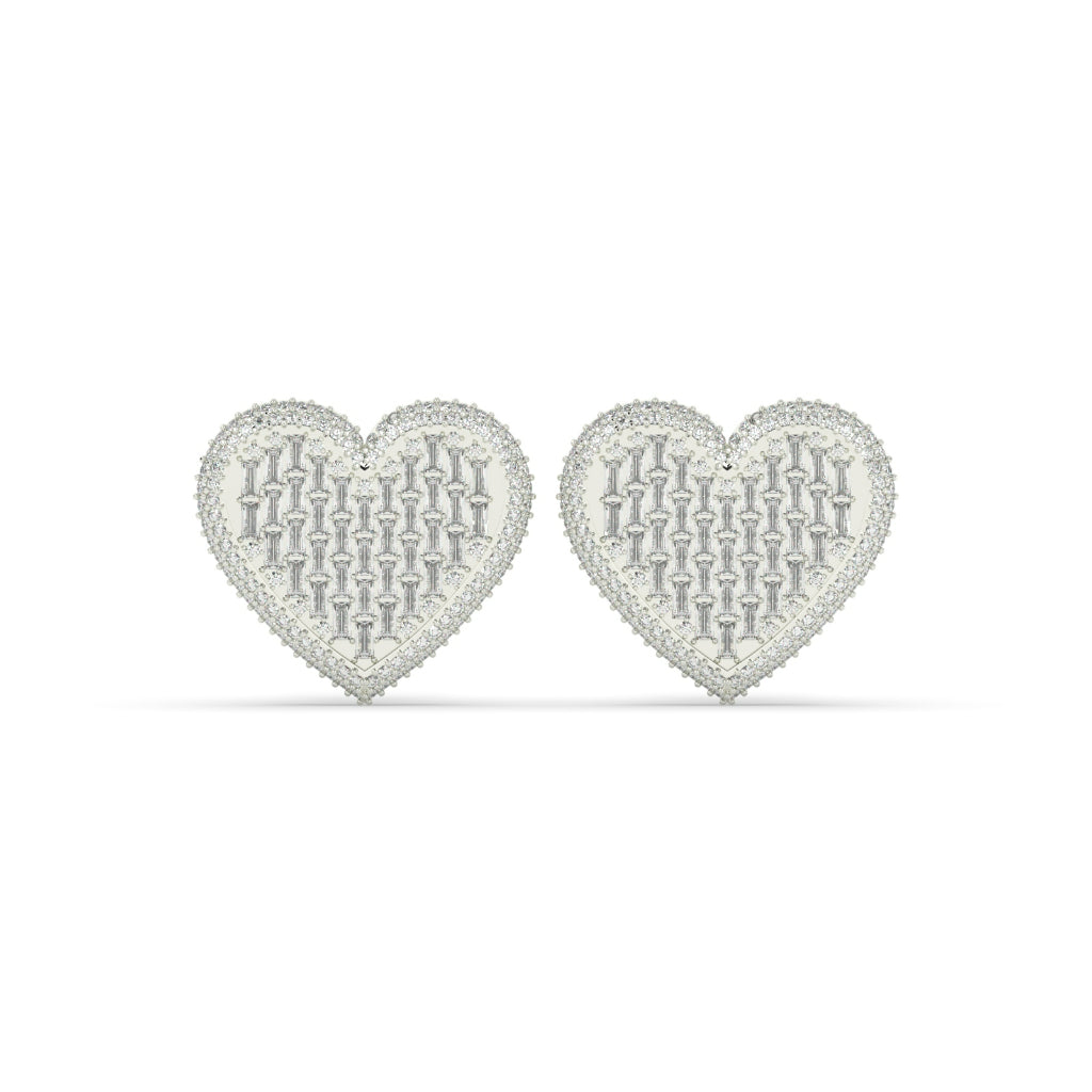 ETERNAL LOVE BAGUETTE HEART STUDS