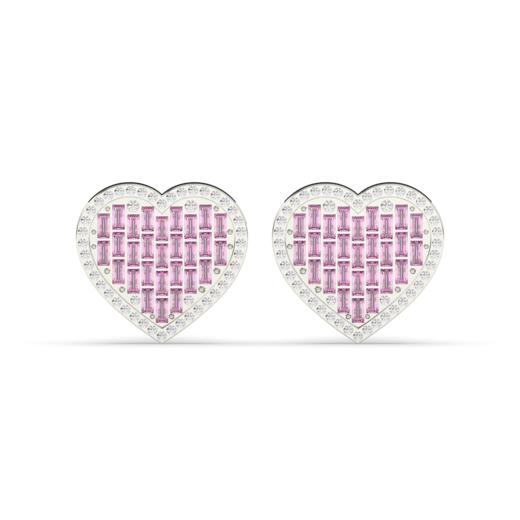 PINK HEART DIAMOND LOVE STUDS