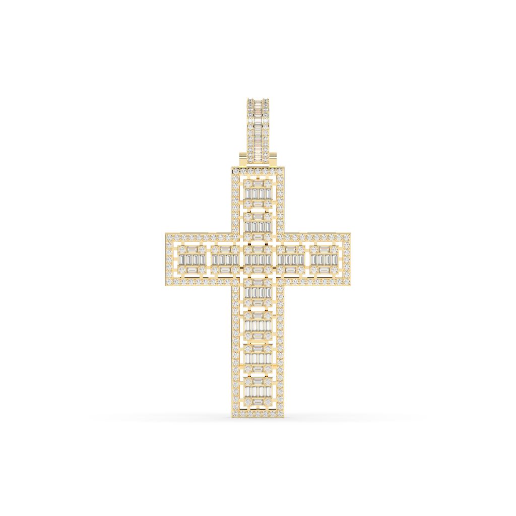 LUXURY BAGUETTE DIAMOND CROSS PENDANT