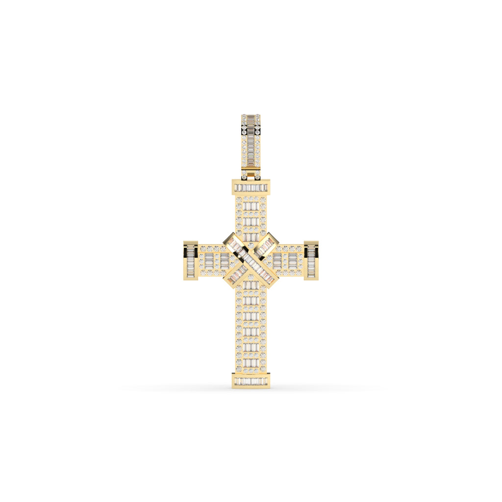 MULTI-TONE DIAMOND CROSS PENDANT