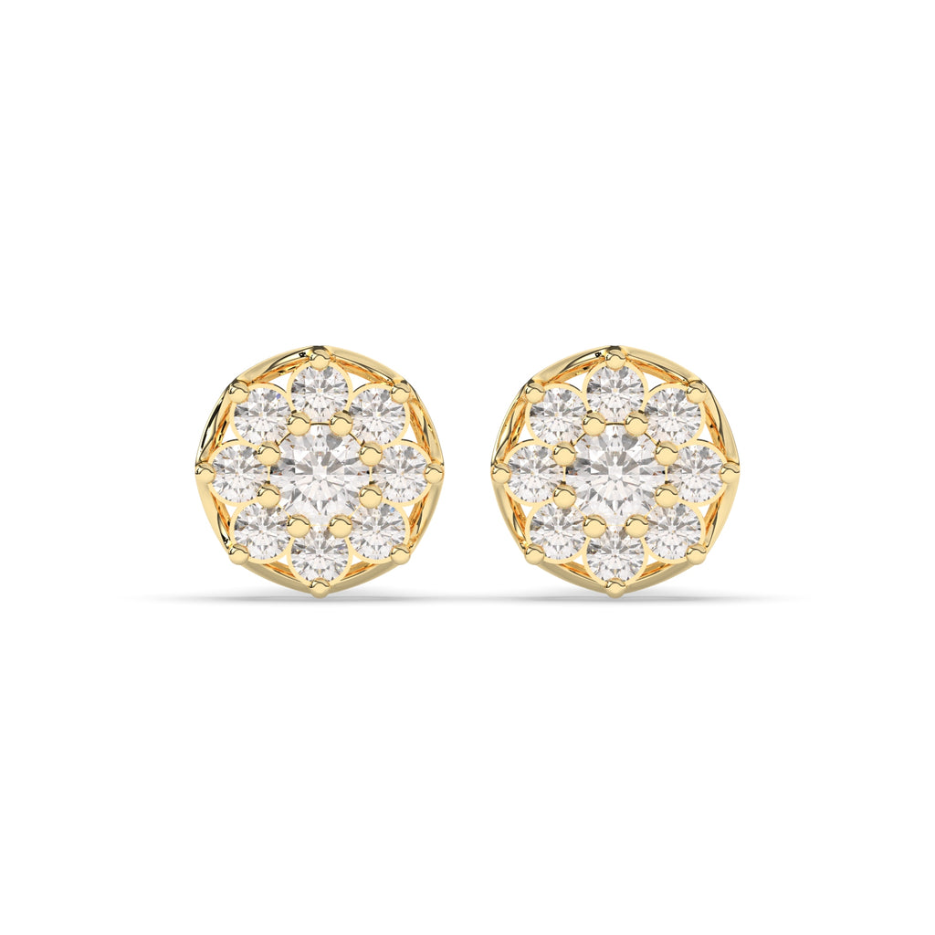 RADIANT FLOWER SHAPE DIAMOND STUDS