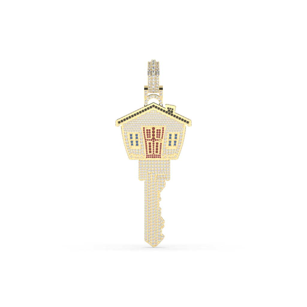 DIAMOND HOUSE KEY CHARM PENDANT