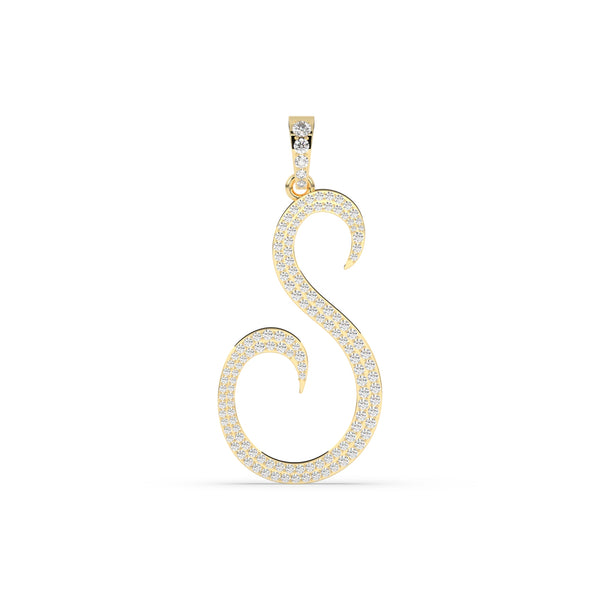 S ROUND DIAMOND ICED OUT INITIAL HIP HOP PENDANT