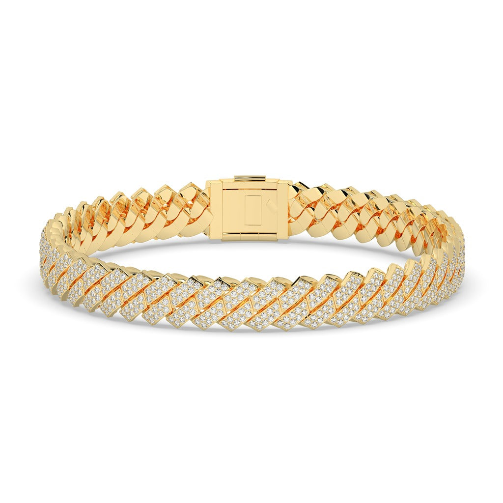 ICED V-TWIST GOLD BRACELET