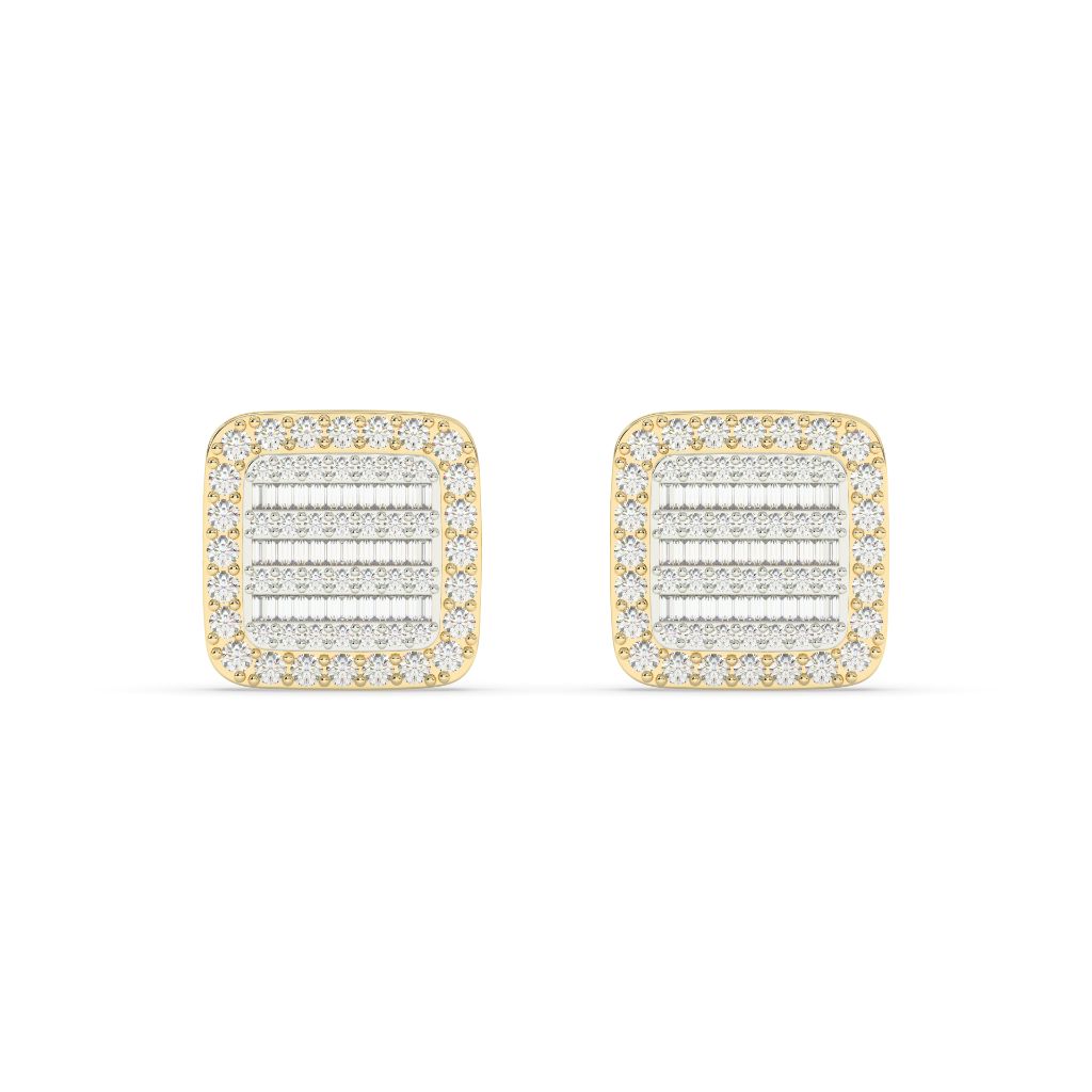 BAGUETTE SQUARE DIAMOND STUD EARRINGS