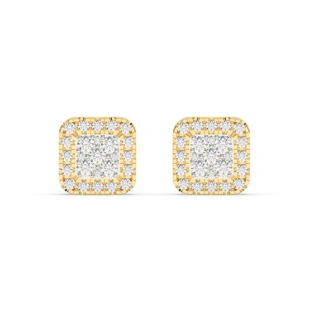 PRINCESS CUT CLUSTER STUD EARRINGS