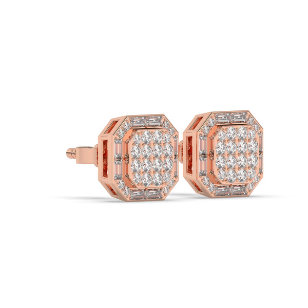 OCTAGON CLUSTER DIAMOND STUD EARRINGS