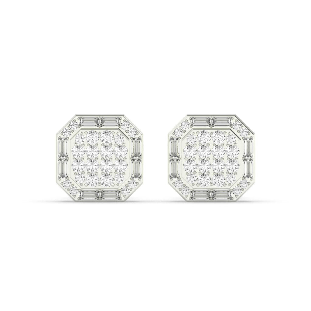 OCTAGON CLUSTER DIAMOND STUD EARRINGS
