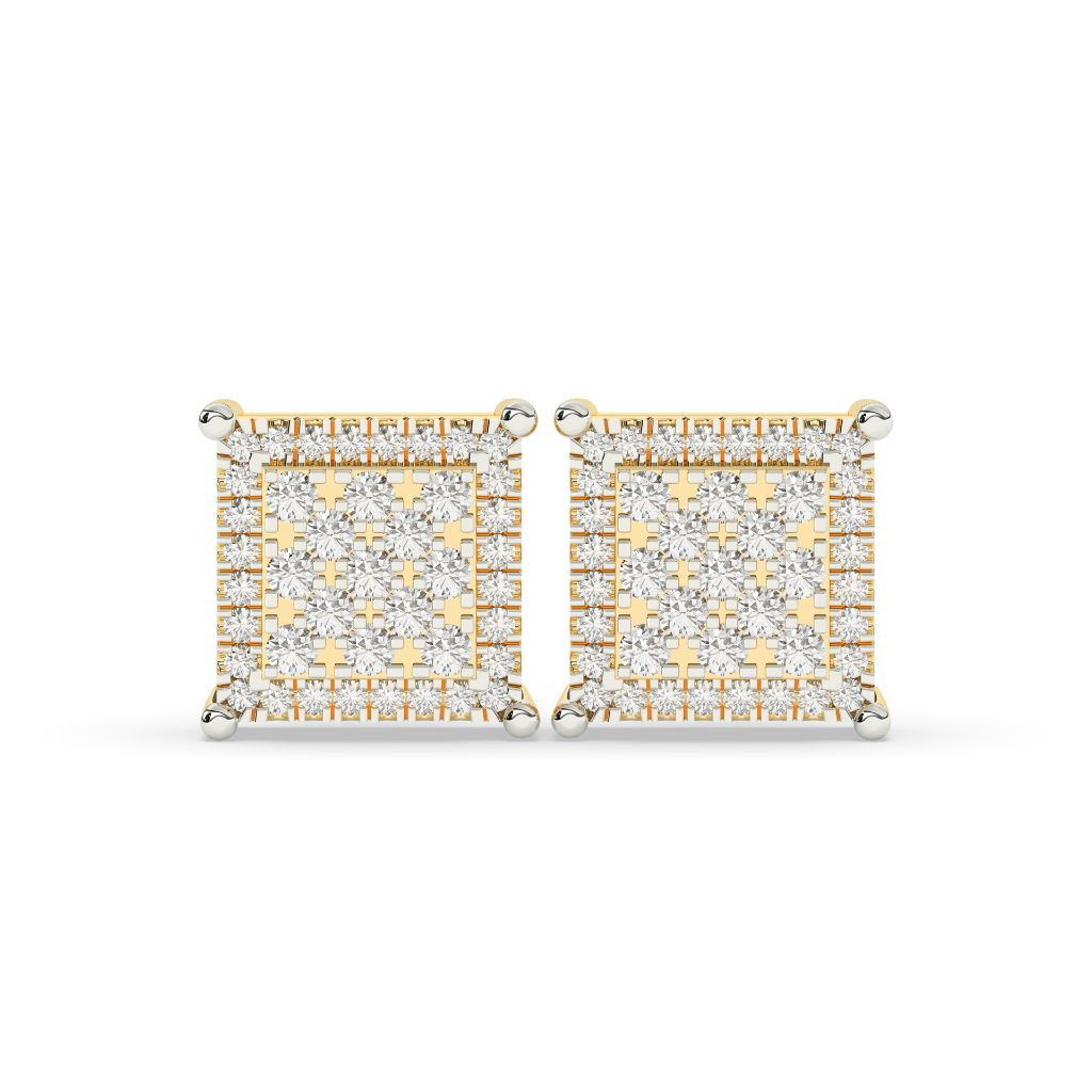 PRINCESS CUT SQUARE STUD EARRINGS