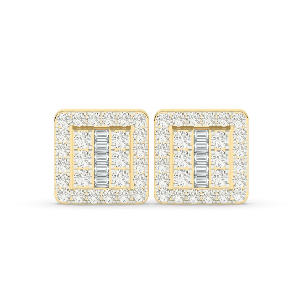 SQUARE BAGUETTE DIAMOND STUD EARRINGS