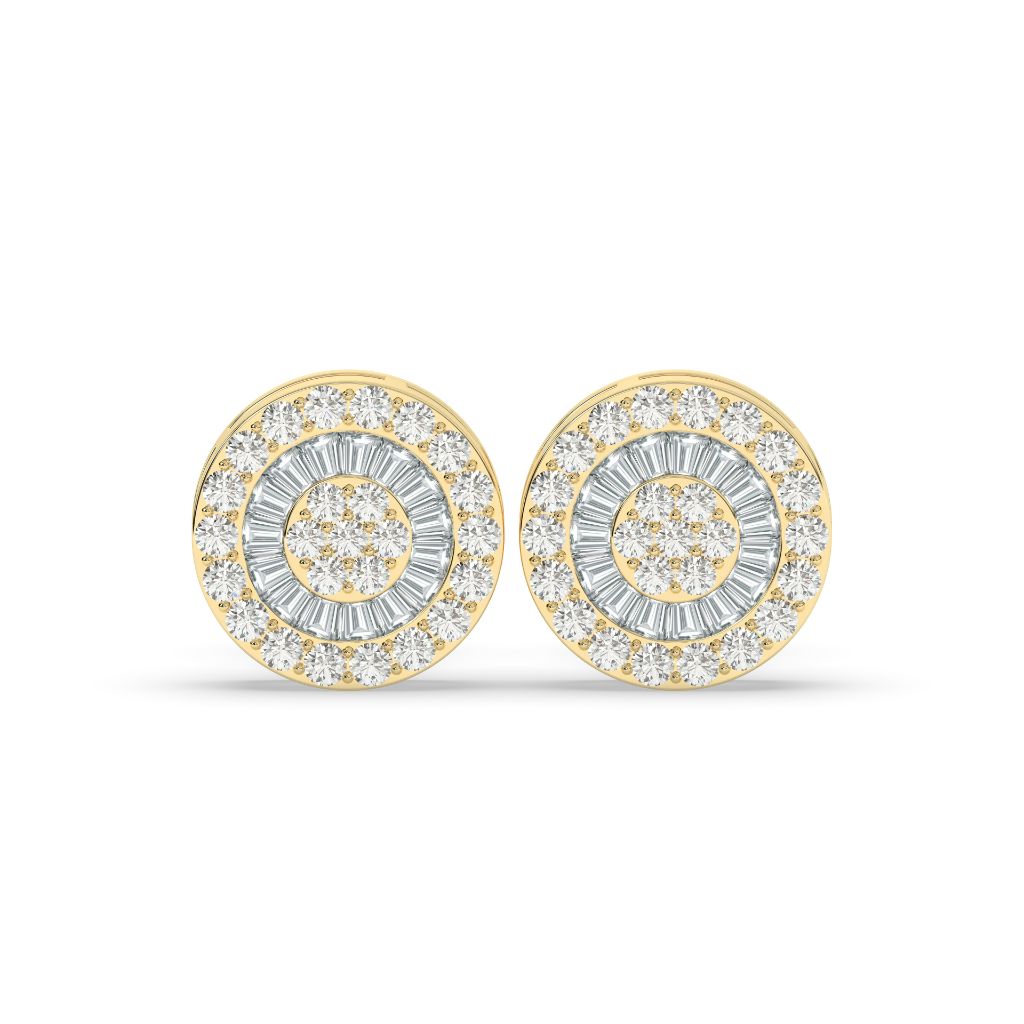 ROUND BAGUETTE HALO STUD EARRINGS