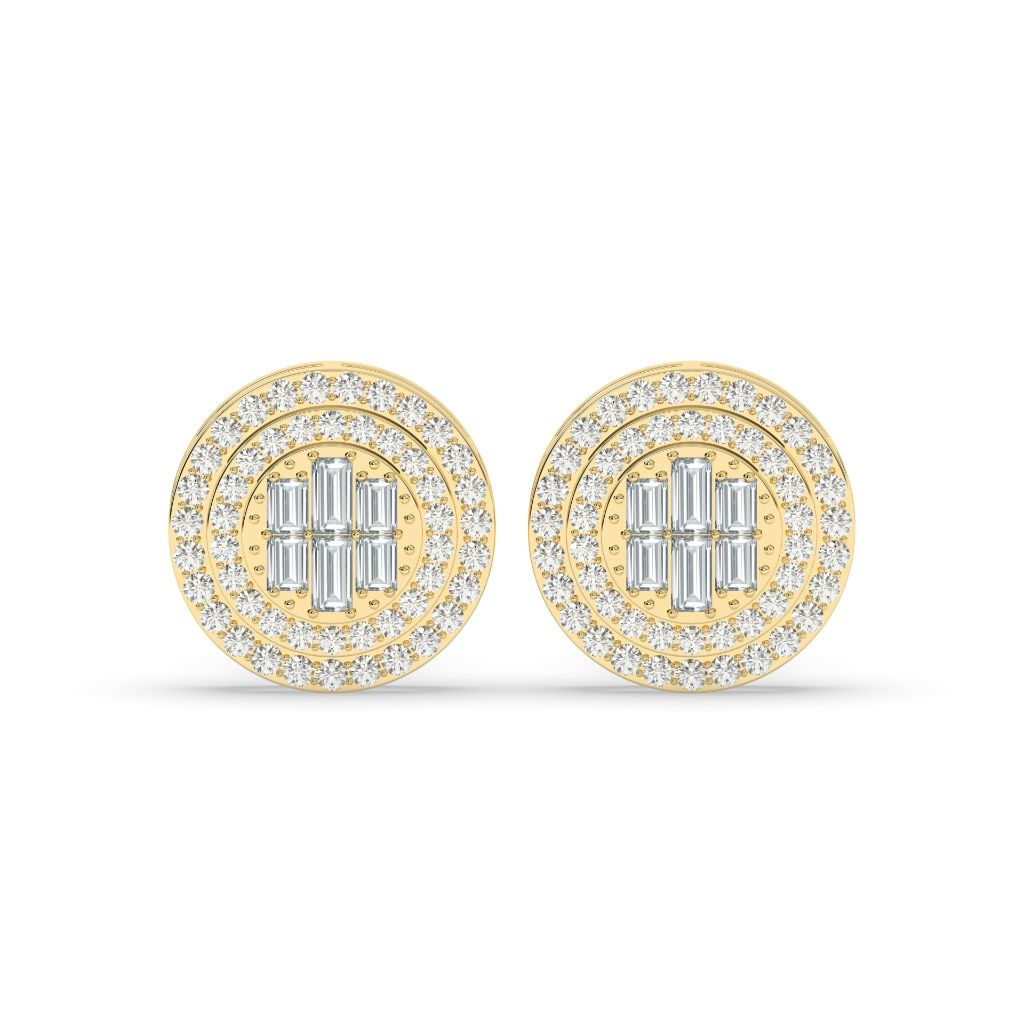 RADIANT ROUND BAGUETTE DIAMOND STUDS