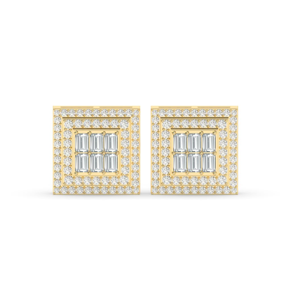 BAGUETTE SPARK SQUARE STUD EARRINGS