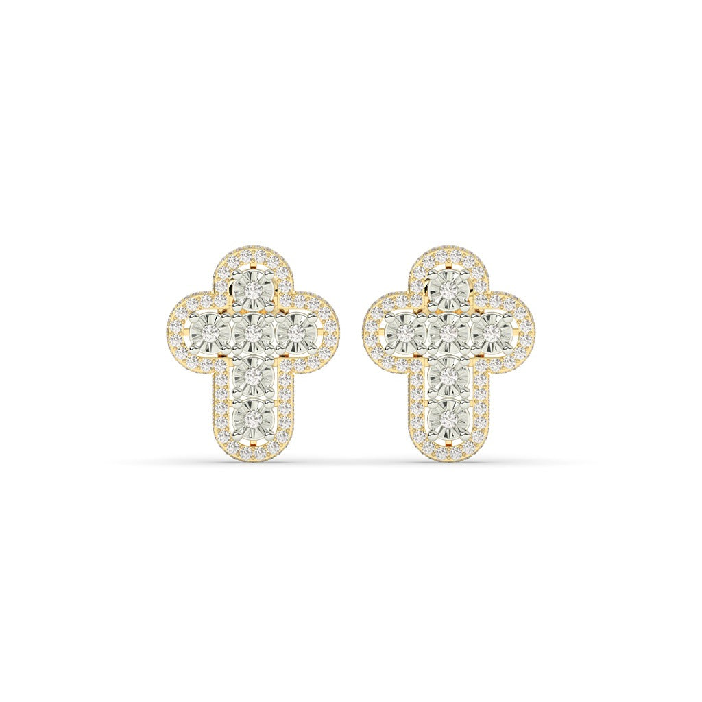 CLASSIC CROSS DIAMOND STUD EARRINGS