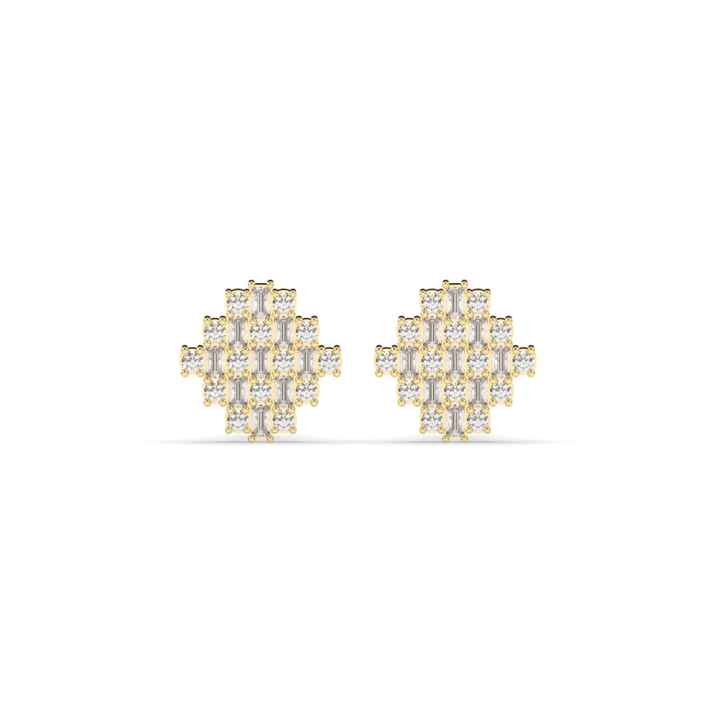 GEOMETRIC GLEAM DIAMOND STUD EARRINGS