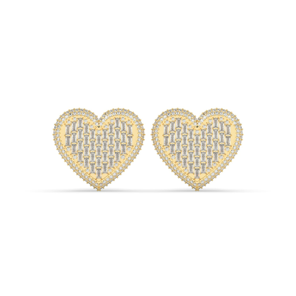ETERNAL LOVE BAGUETTE HEART STUDS