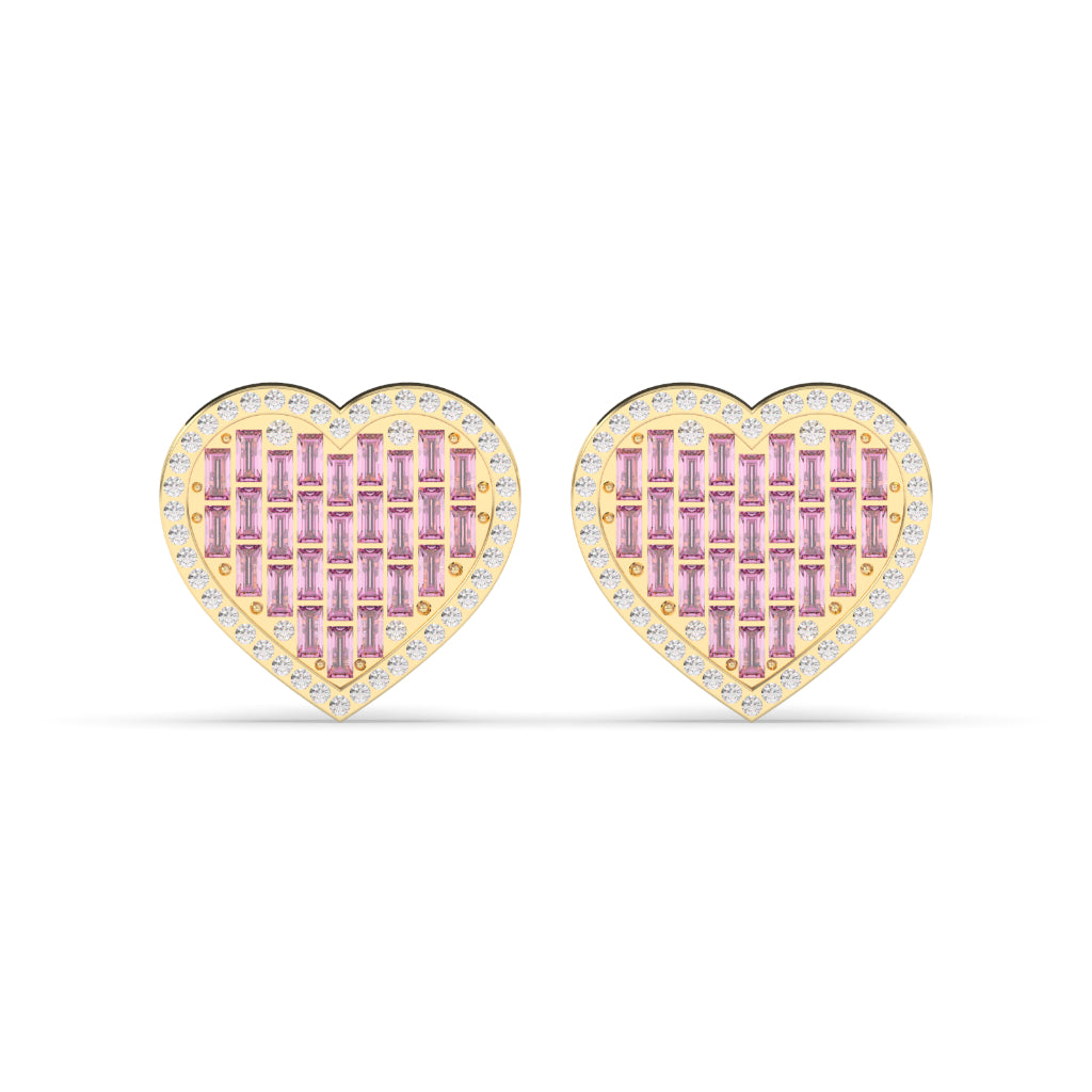 PINK HEART DIAMOND LOVE STUDS