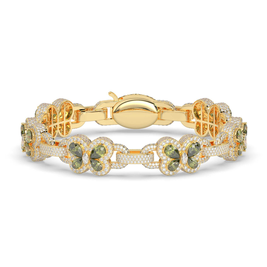 PEAR GEMS STONE, MARQUISE AND ROUND DIAMOND ICED OUT HIP HOP BRACELET