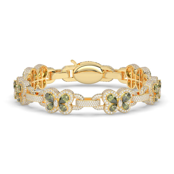 PEAR GEMS STONE, MARQUISE AND ROUND DIAMOND ICED OUT HIP HOP BRACELET