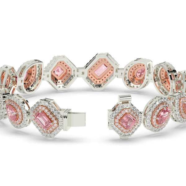 FANCY GEMS STONE AND ROUND DIAMOND ICED OUT HIP HOP BRACELET