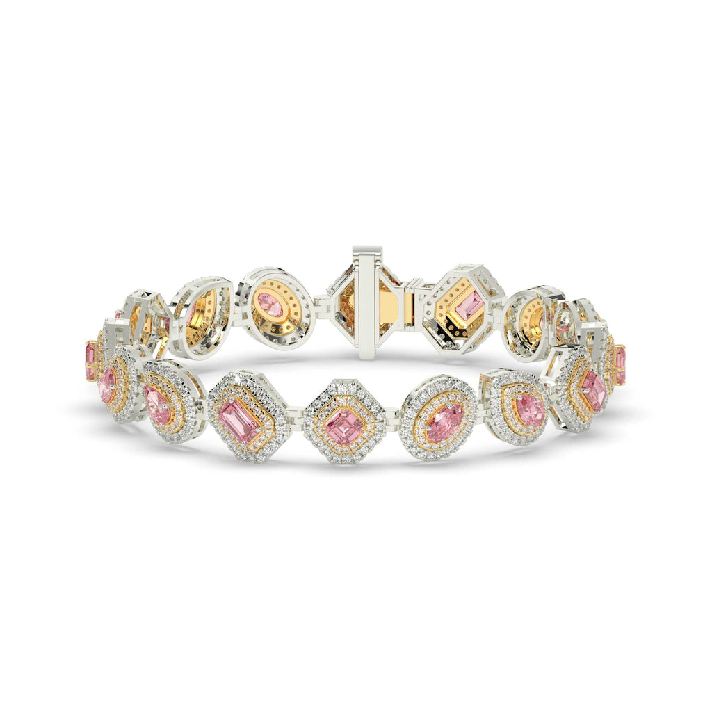 FANCY GEMS STONE AND ROUND DIAMOND ICED OUT HIP HOP BRACELET