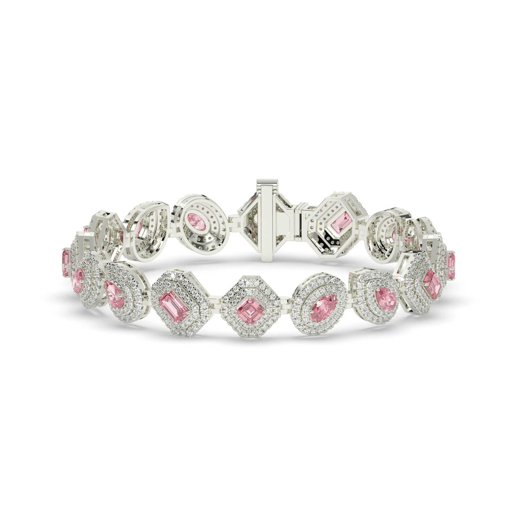 FANCY GEMS STONE AND ROUND DIAMOND ICED OUT HIP HOP BRACELET