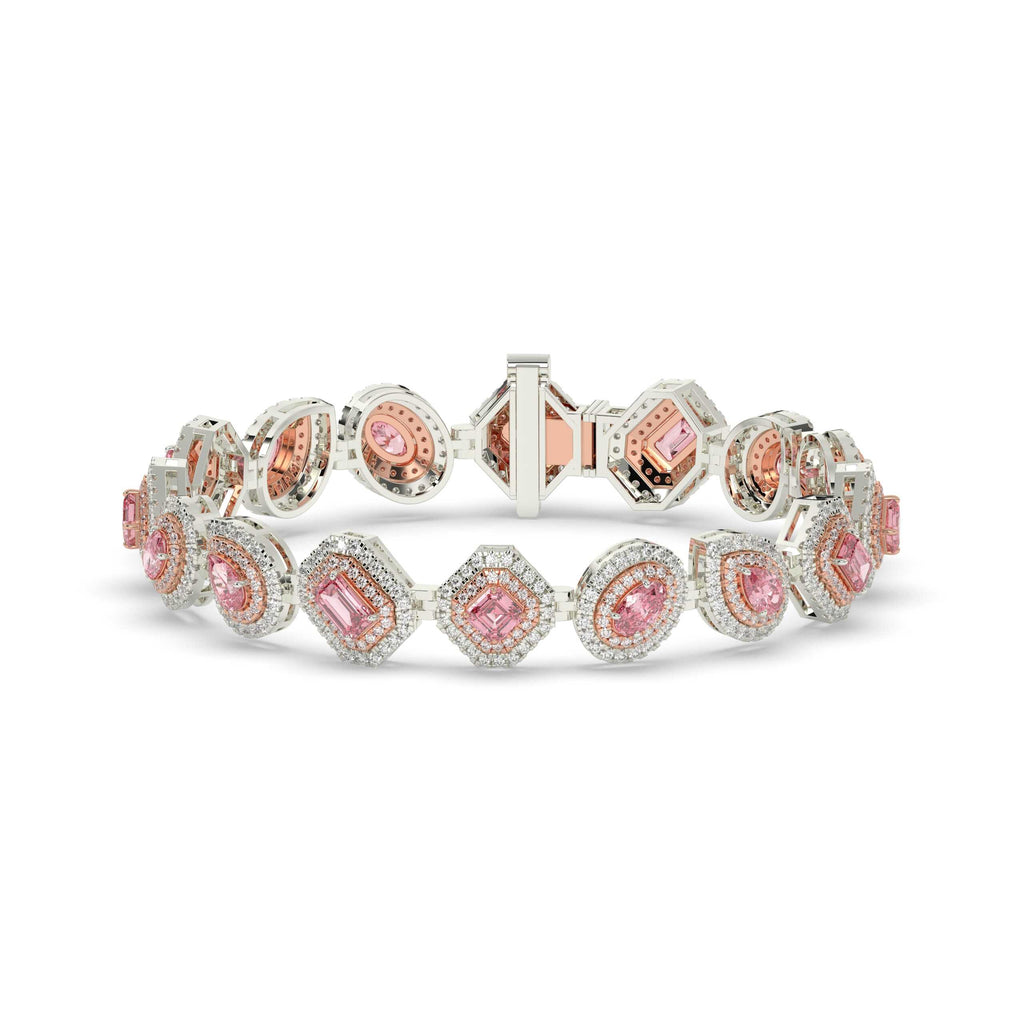 FANCY GEMS STONE AND ROUND DIAMOND ICED OUT HIP HOP BRACELET