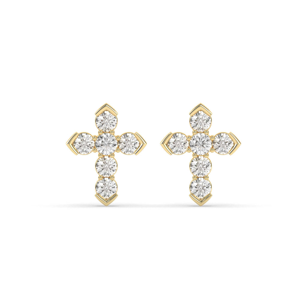 MINIMAL CROSS DIAMOND STUD EARRINGS