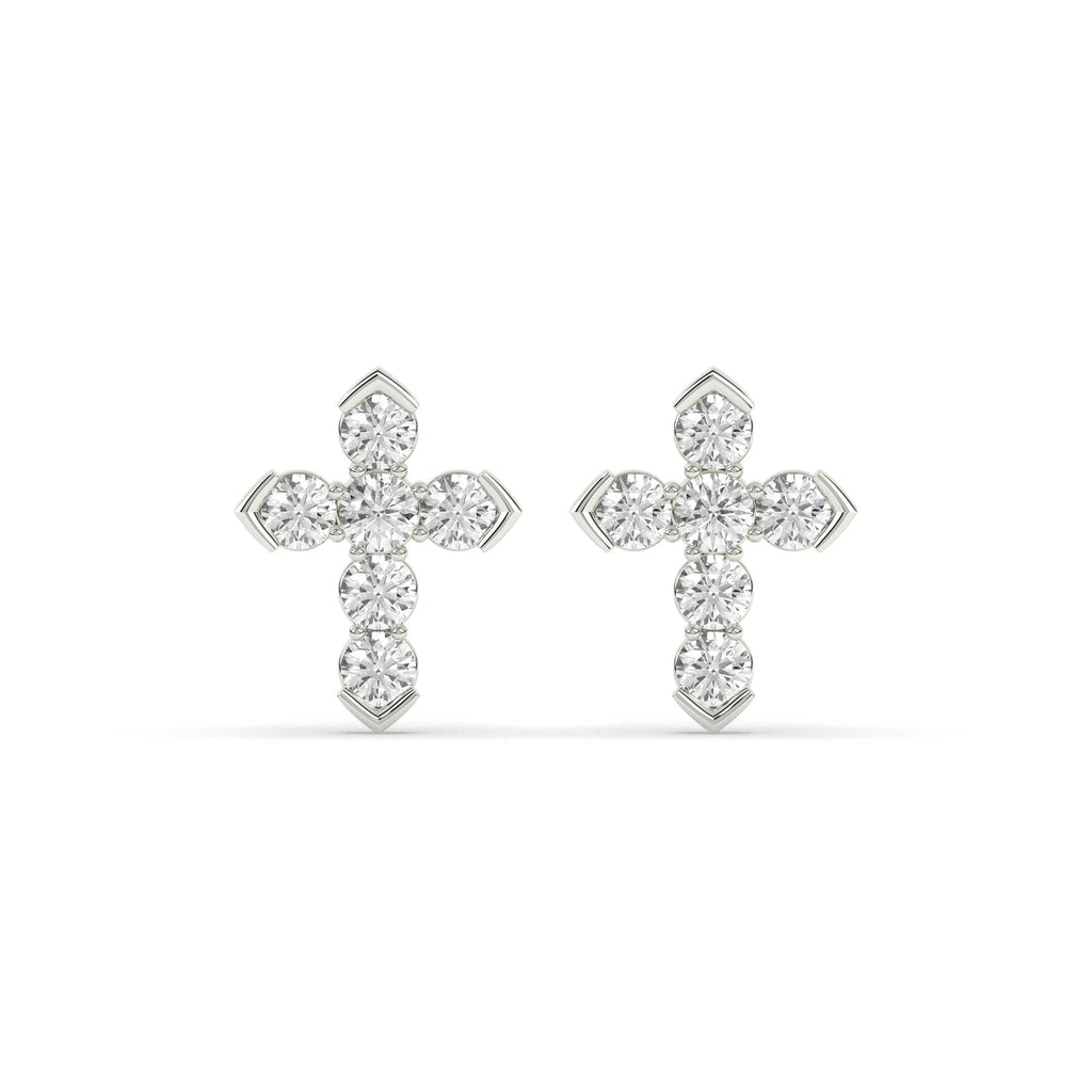 MINIMAL CROSS DIAMOND STUD EARRINGS