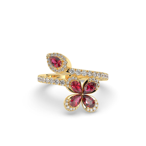 RUBY BLOOM BUTTERFLY DIAMOND RING
