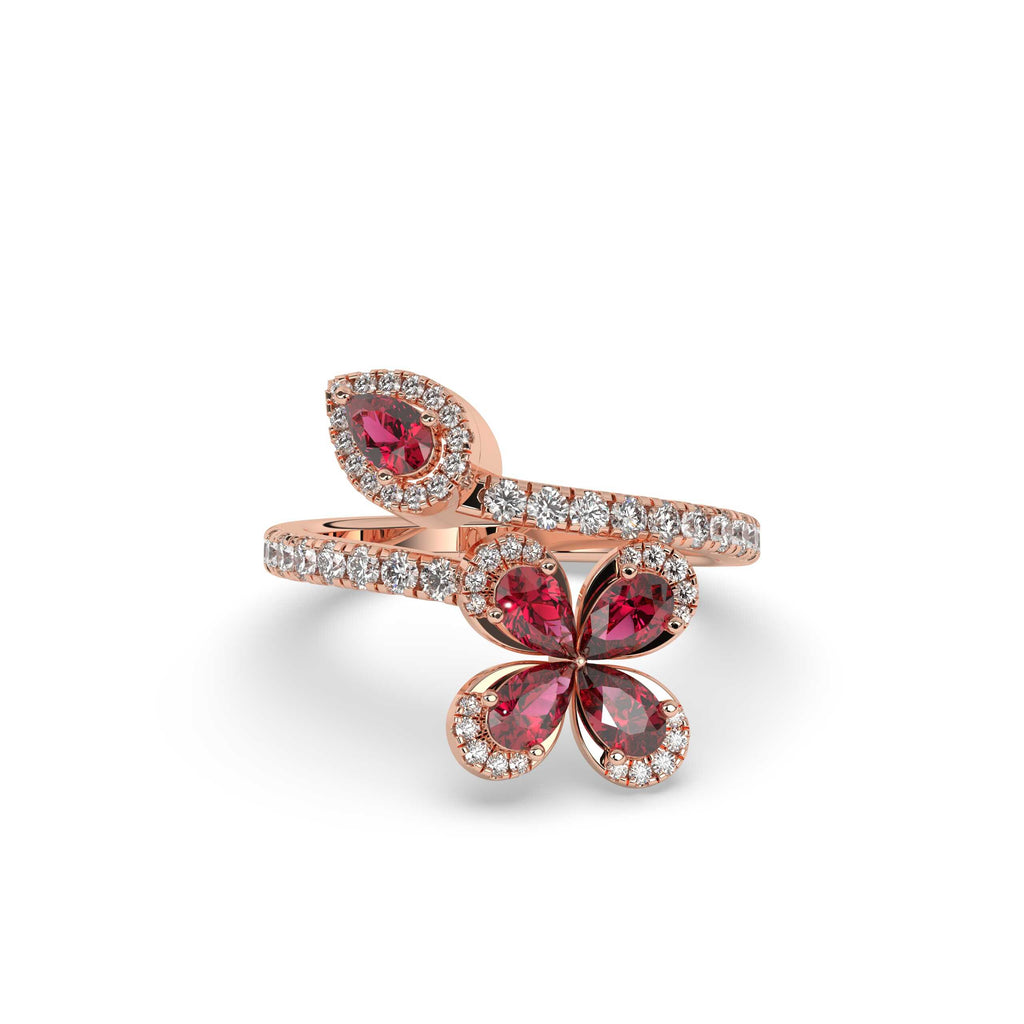 RUBY BLOOM BUTTERFLY DIAMOND RING