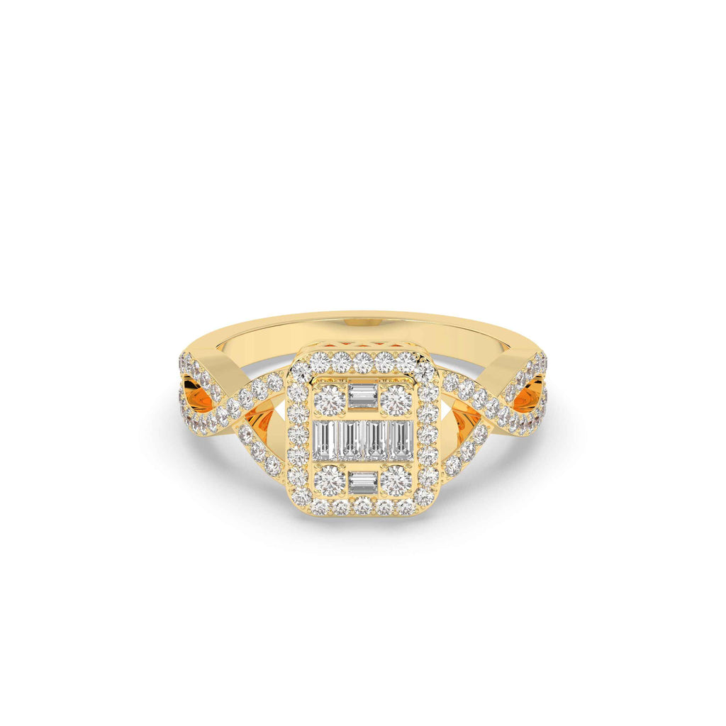 ELEGANT TWIST SQUARE DIAMOND RING