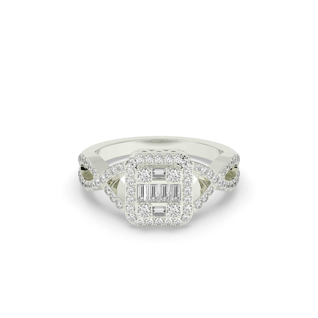ELEGANT TWIST SQUARE DIAMOND RING