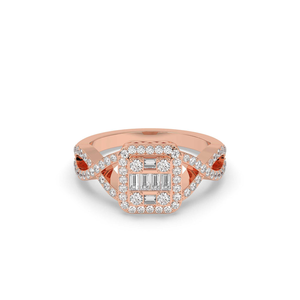 ELEGANT TWIST SQUARE DIAMOND RING