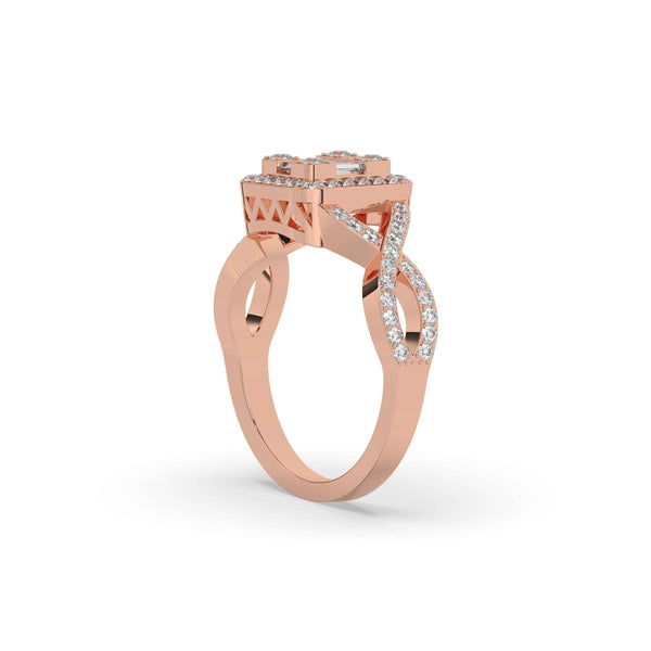 ELEGANT TWIST SQUARE DIAMOND RING