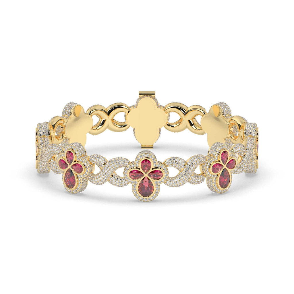 FLORAL RUBY ELEGANCE CHARM BRACELET