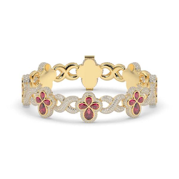 FLORAL RUBY ELEGANCE CHARM BRACELET
